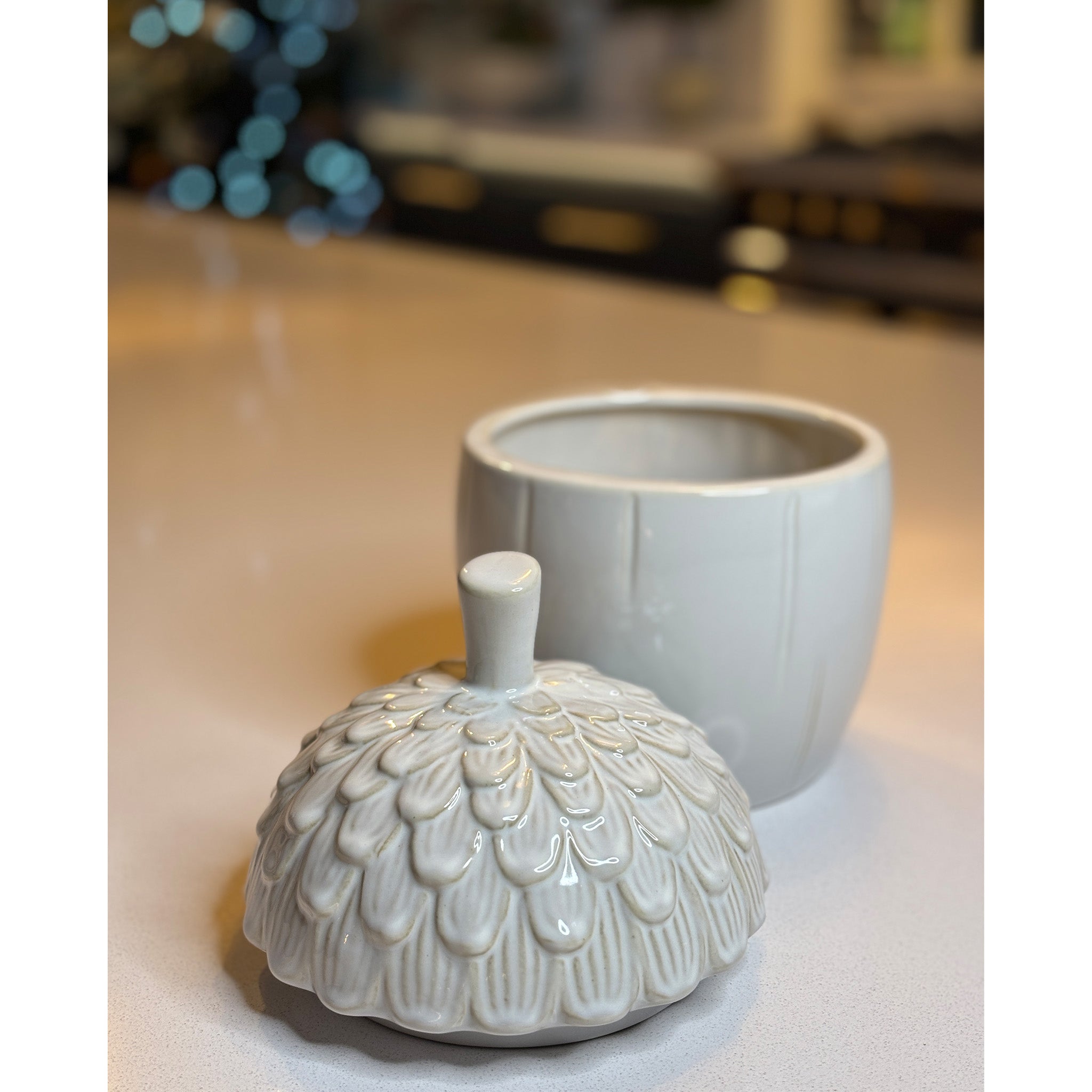 White Acorn Ornamental Jar